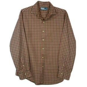 Polo by Ralph Lauren Men's (L) Green & Pink Plaid 100% Cotton Button Up Shirt